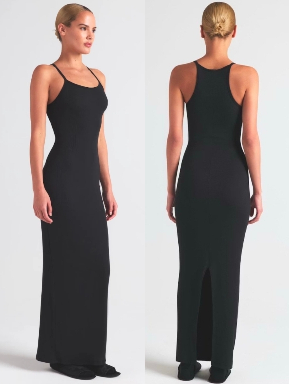 SKIMS Black Cotton Ribbed Cami Long Maxi Dress